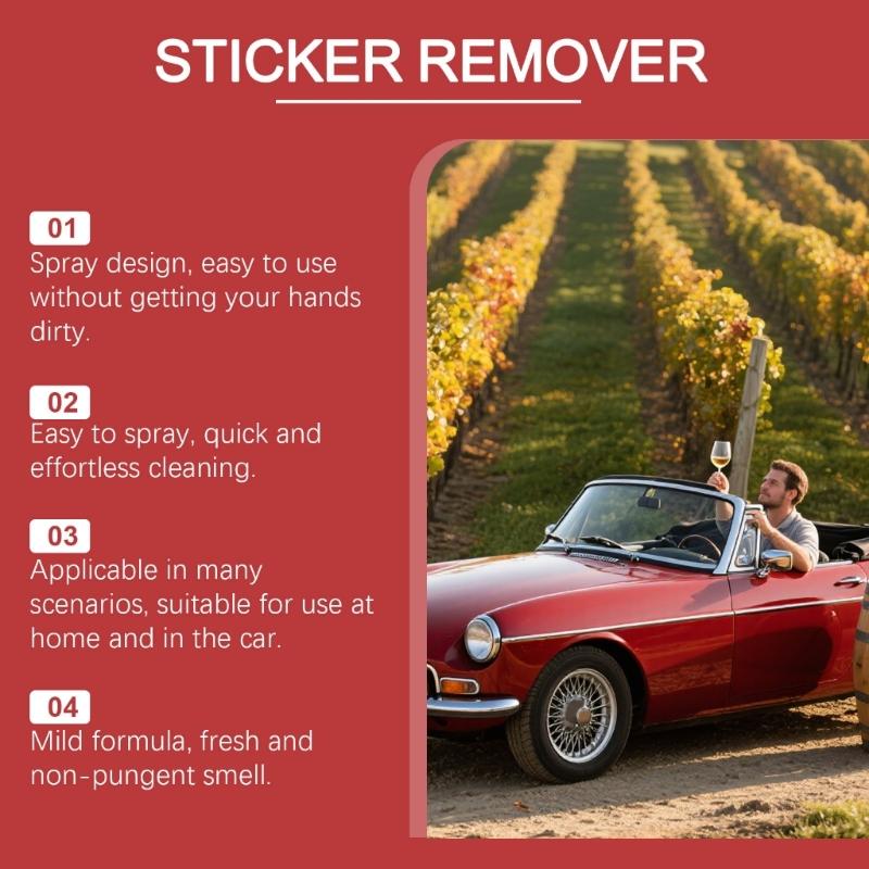 Sticker Remover for Cars 60 Ml with Scraper, Liquid Adhesive Cleaner for Label Cleanup, Tape Cleanup, Glass Trim Detailing and Door Work