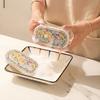 Compressed Wood Pulp Sponge Scrubber, Oil Proof And Stain Remover Kitchen Cleaning Tool, Strong Water Absorption Dish Washing Cloth With Retro Print
