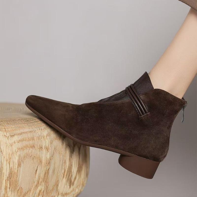 Fur boots women's autumn and winter new models not tired feet boots pointed head low heel flat heel matte velvet fashion