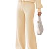 Damen Bequeme und Warme Wollhose, Kordelzug und Bindeband Sweaterhose, Lange Hose, Hose mit geradem Bein, Hose mit weitem Bein