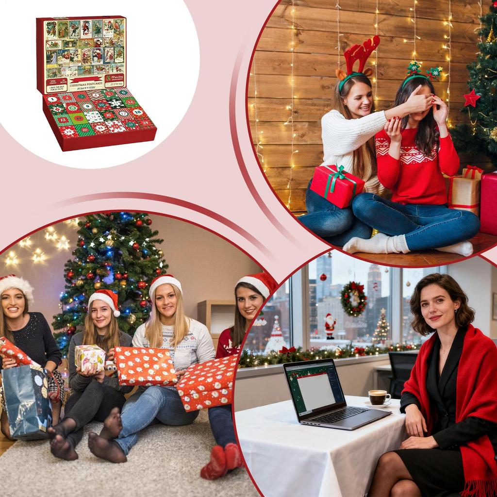 2026 Christmas Countdown Calendar Family Puzzles Game 24 Days Jigsaw Puzzles Countdown Calendar for Kid for Men Women Boys Girls