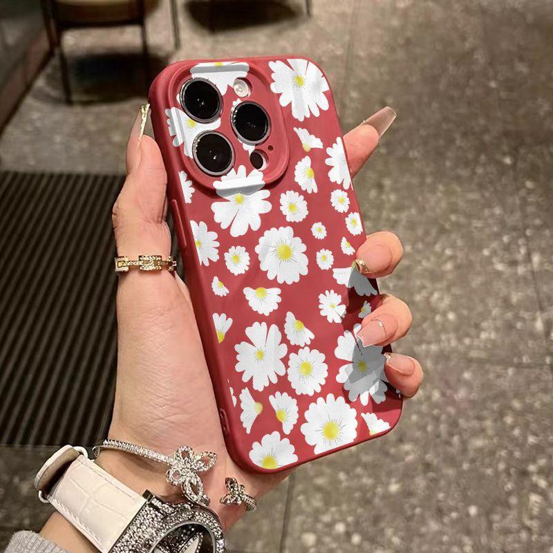 White Daisy iPhone17promax Mobile Phone Case for Apple 16promax Pleats 14 Matte 15