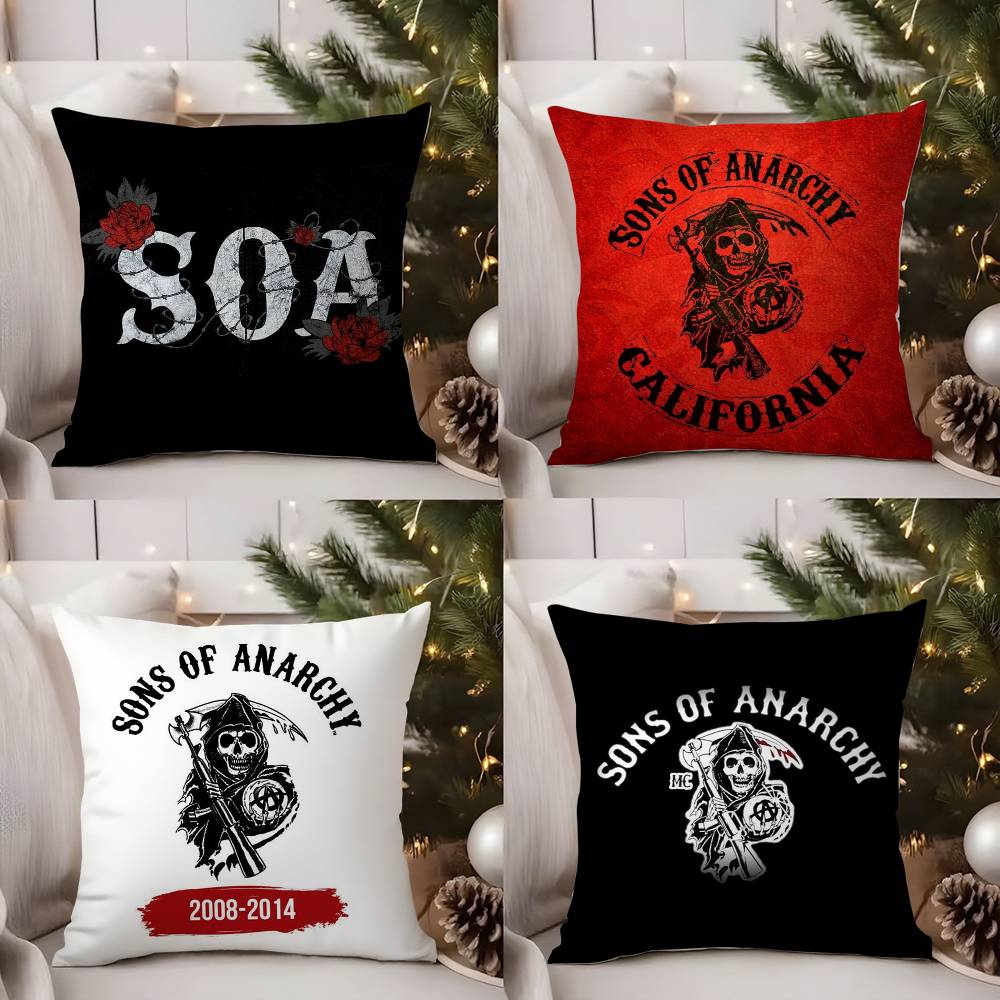 S-Sons Of A-Anarchy Pillow Case Home Dorm Chair Back Short Plush Double-Sided Printing Office Nap Time Cushion Cover