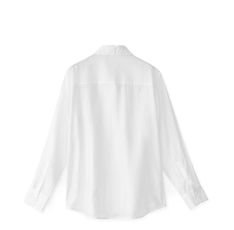 Elegant Women's Tencel Cotton Sequin Embroidery Long Sleeve Shirt with Lapel Design - Spring Collection