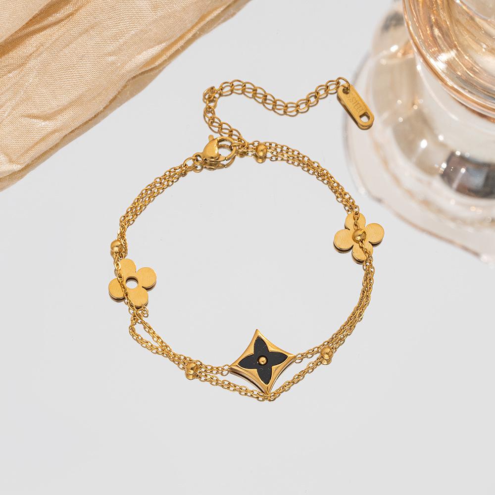 Klee-Titanstahl-Armband Ein leichtes Luxus- und raffiniertes Accessoire für Frauen Schlichtes und einzigartiges Design Nicht anlaufender Schmuck