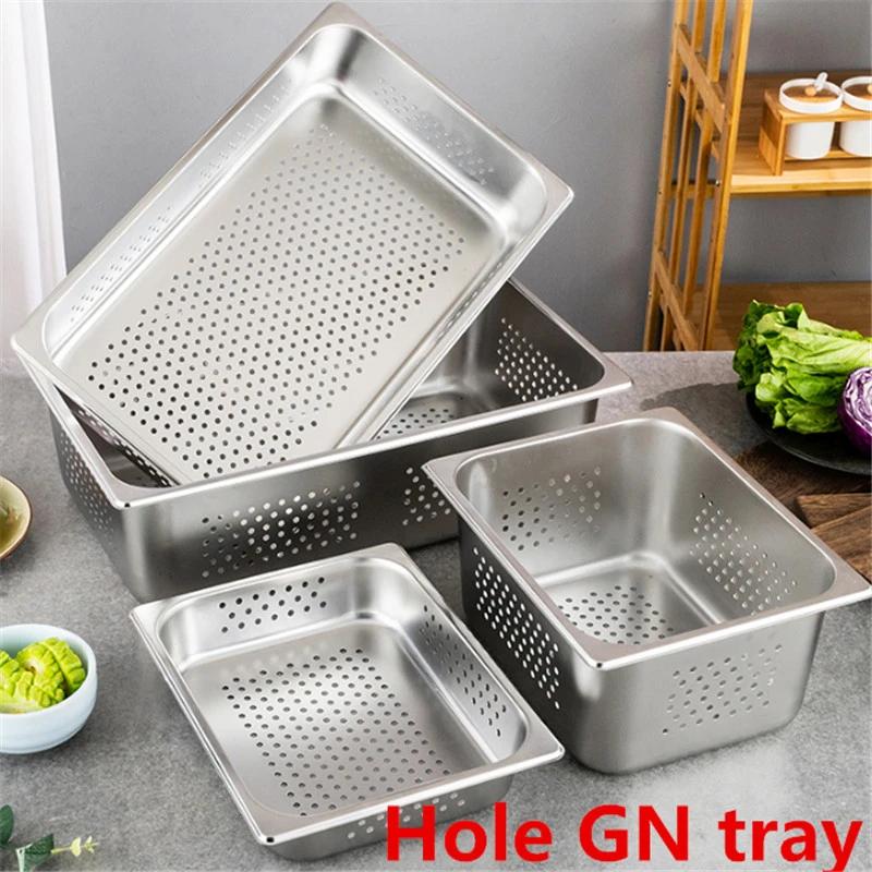 Heavy Duty Mirco-perforated Colander Stainless Steel Rectangle Strainer Fine Mesh Colander Kitchen Durable Strainer Rinse Drain