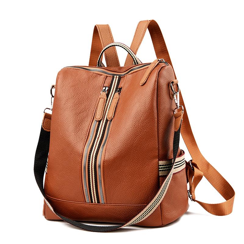New Backpack Leather Women's Bag College Style Casual Street Trendy Bag Shoulder Bag Large Capacity Backpack