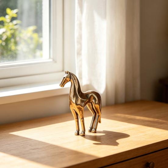 Vintage Mini Pferde Messing Figur Kleine Pferd Feng Shui Ornament Sammler Tier Statue für Büro Tisch Schreibtisch Kaminsims Te Haustier Dekoration