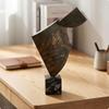Metal Sculpture with Marble Base Sculptural Statue Statement for Study