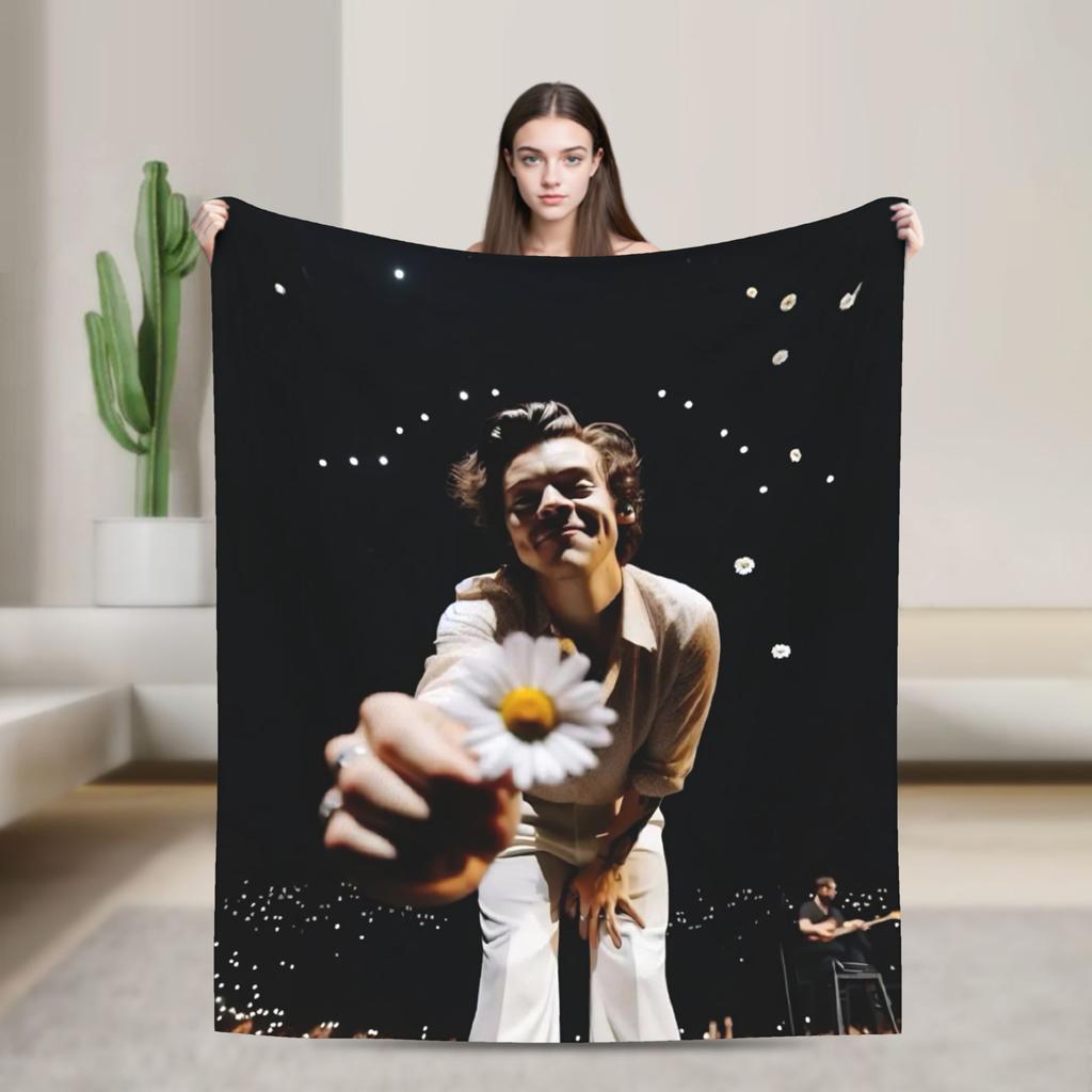 Kiss All The Time Album Blanket Fleece Harrys Music Styles Warm Throw Blankets for Airplane Travel Bedspread