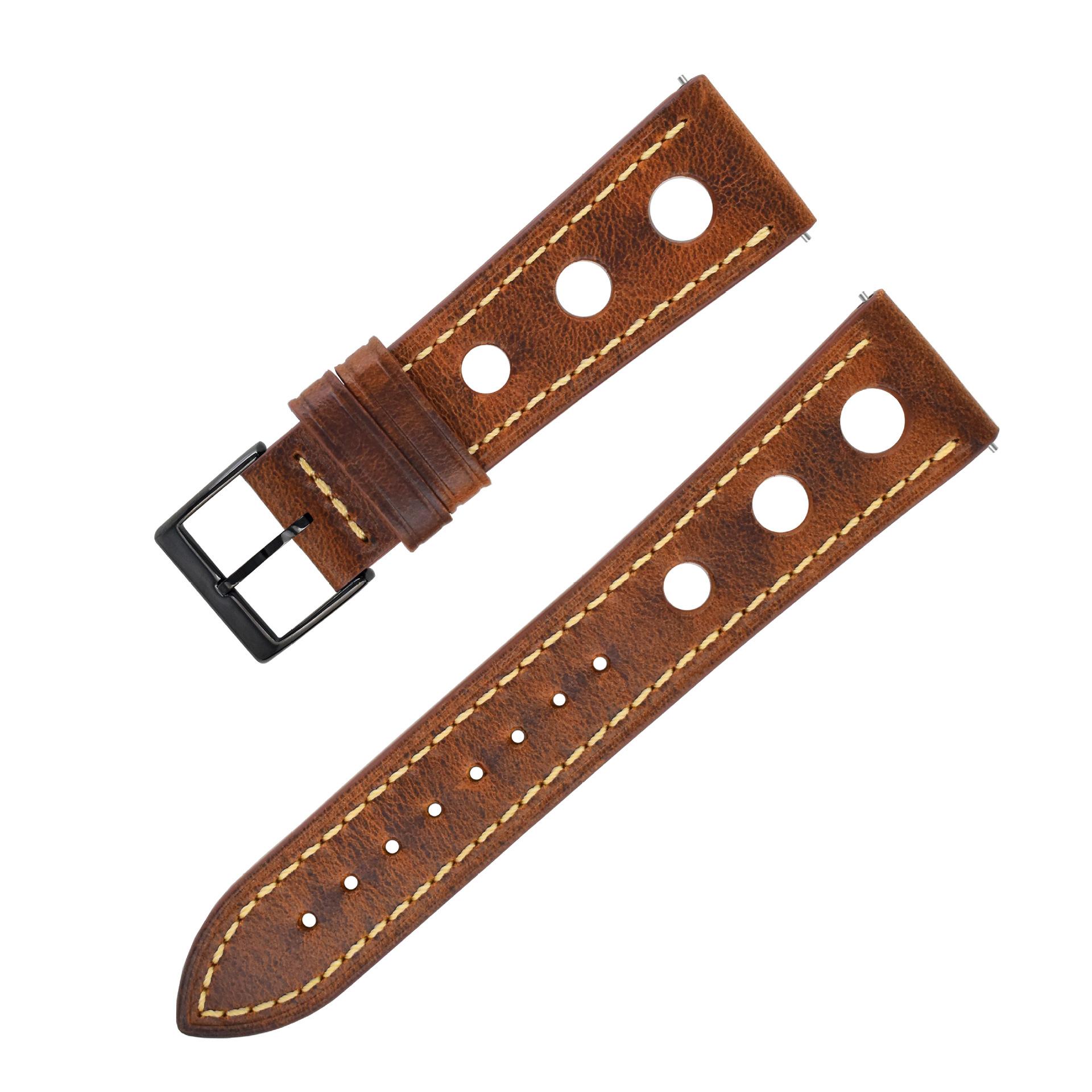 

Applicable To Dw Samsung S3 Genuine Leather Watch Strap, Oil Wax Leather Ultra-Thin Strap, Quick Release Raw Ear Seiko Pin Buckle Leather Strap 24mm