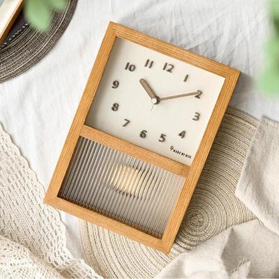 Wall Hanging Clock Wooden Swing Non Ticking Decorative Silent Sweep for Kitchen Living Room