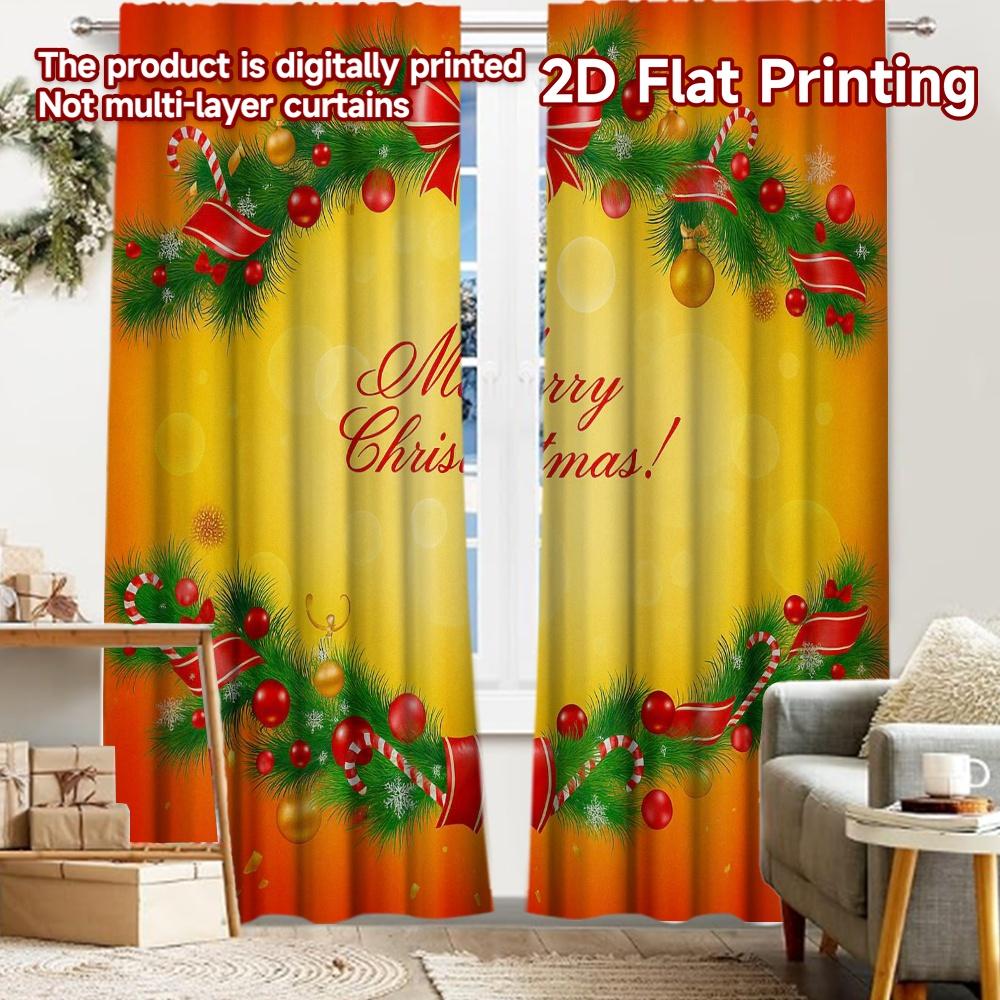 

2pcs, 2D FLAT PRINTING Curtains (Without Rod) Festive Curtain Minimalist holiday curtains Versatile Polyester Fabric Curtains 52.50 × 116.00 cm 2 pcs