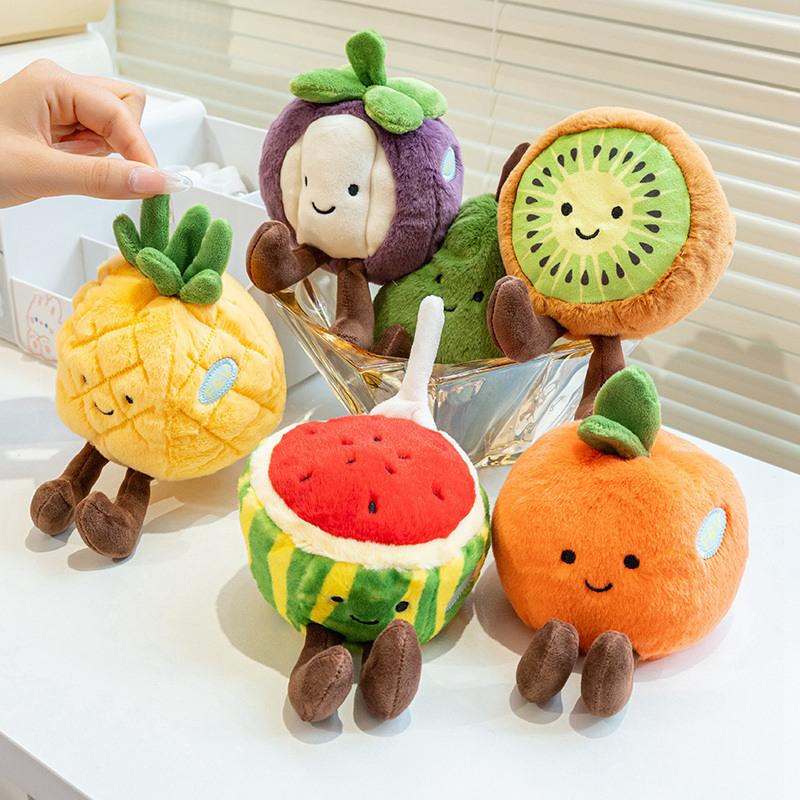 Super Cute Fruit Plush Toy Stuffed Apple Strawberry Watermelon Persimmon Durian Pineapple Plush Doll Soft Pillow Birthday Gift