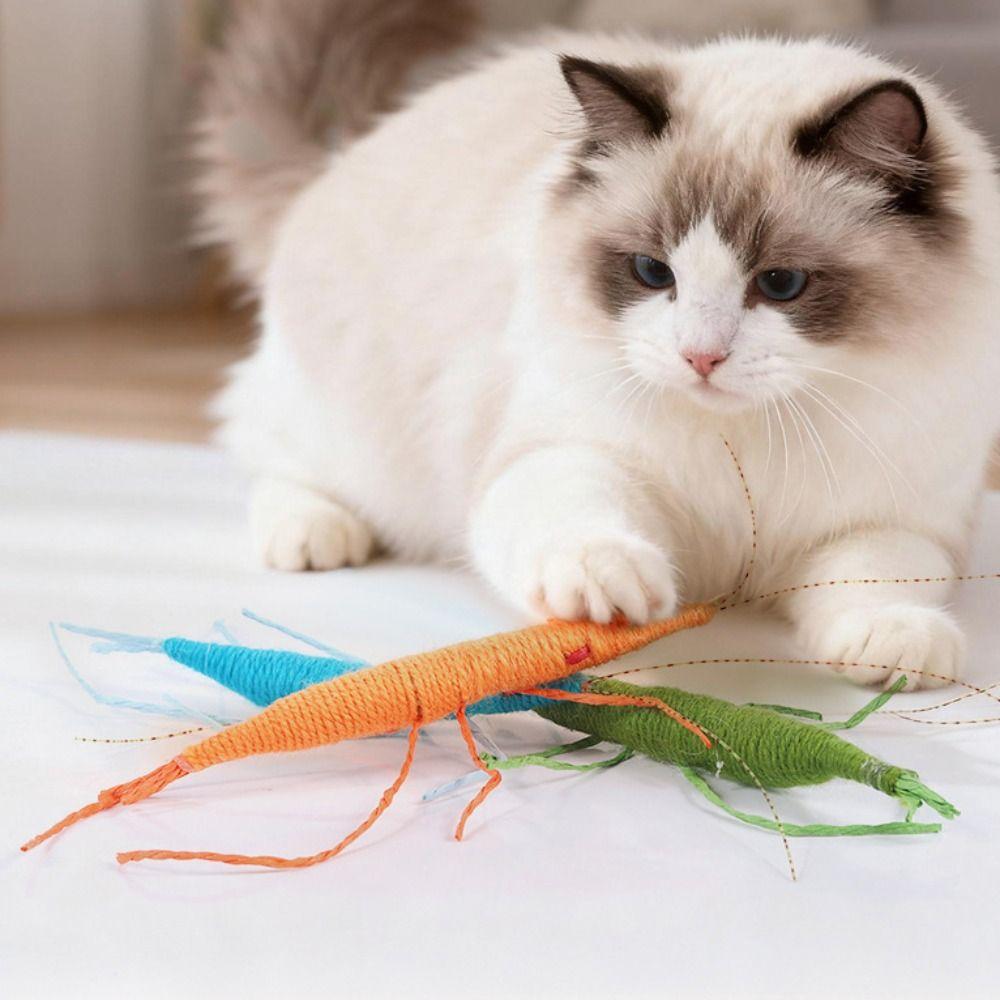 New Wool Material Woolen Prawn Cat Interactive Play with Cats Realistic Cat Cute with Sound Simulated Insect Cat Pet