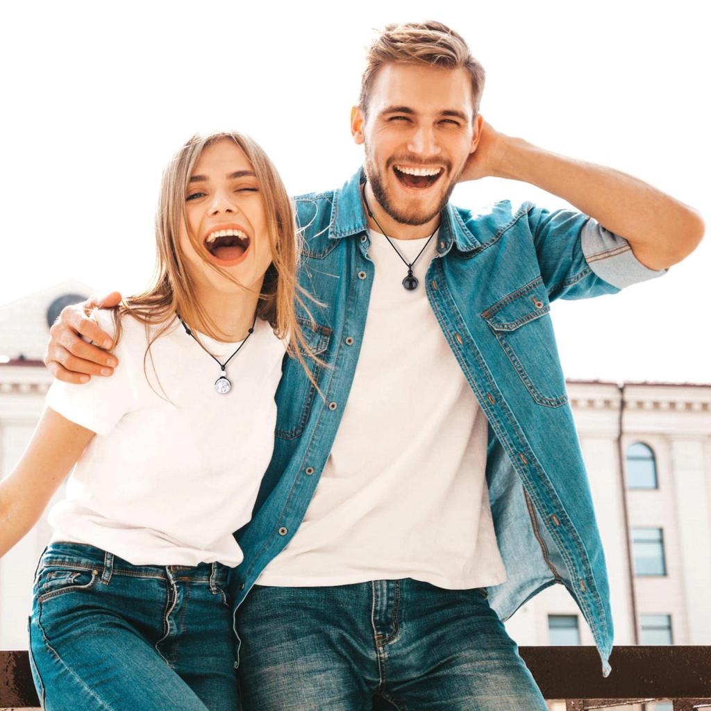 Koai 18mm Obsidian and 16mm Howlite Yin and Yang Lucky Pendant Necklace Set for Men and Women