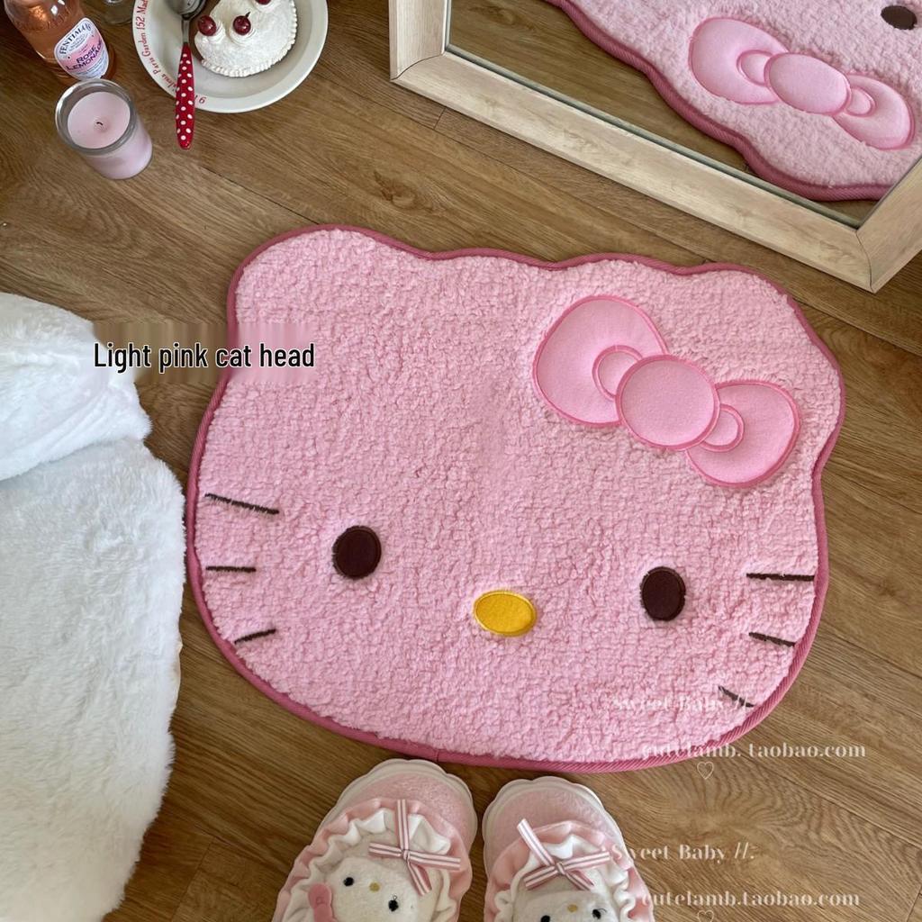 Soft & Cute Cartoon Kitten Plush Bathroom Mat - Absorbent, Cozy Bedside or Bathroom Rug