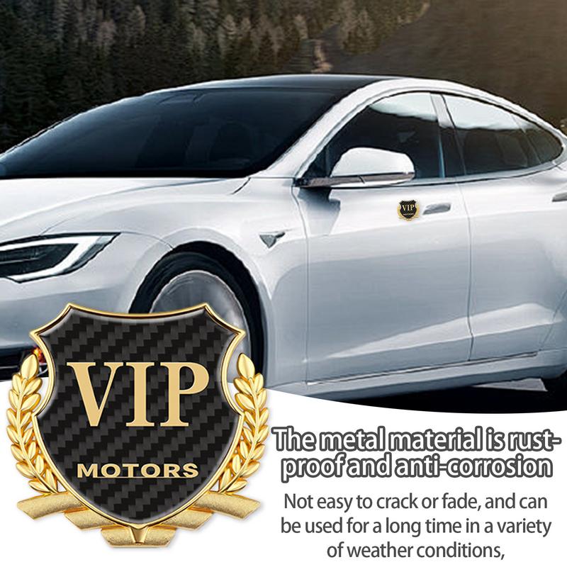 Metall Autoaufkleber Karosserie Autoaufkleber VIP Letter Design Auto Metallschilder Ährenmuster Rostschutz Kohlefaser Für Außen