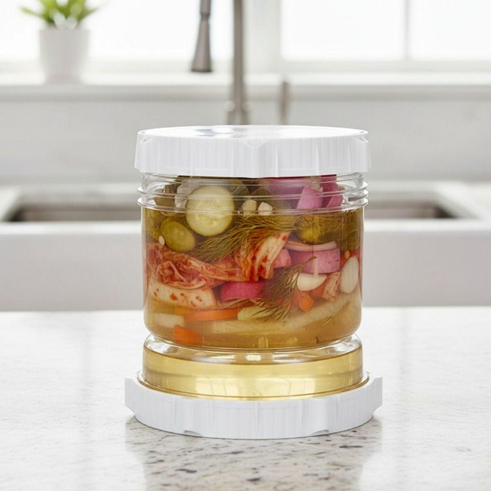 Strainer Mesh Hourglass Shape Pickle Jar with Fork Kimchi Making Jar Kitchen