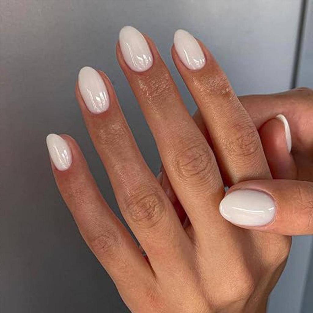 LHSD-30 Short Almond Glossy False Nails Set - 30 Detachable Pieces