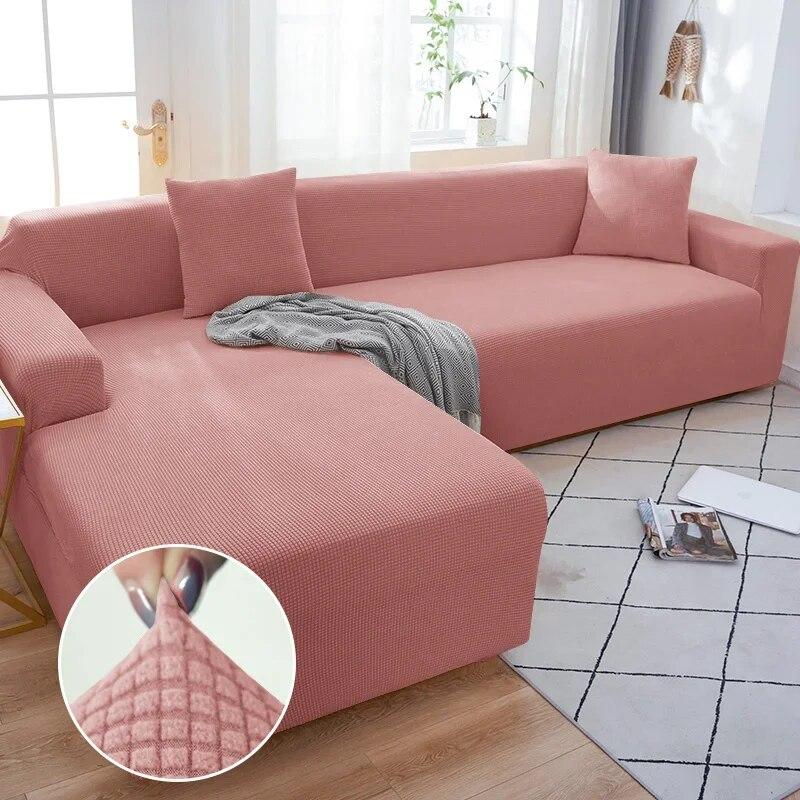 Solid Color Sofa Cover 1/2/3/4 Seater Sofa Cover for Living Room Elastic Spandex L Shaped Corner Sofa Cover Couch Cover for Sofa