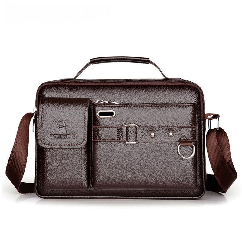 Tianjingeerlishangmaoyouxiangongsi Men's Black Messenger Bags High Quality Business Office Briefcase Fashion Crossbody Bags Shoulder Pu Leather Bags