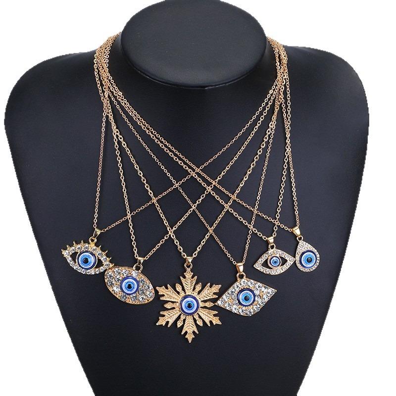 Stacked Devil's Eye Necklace Jewelry Pendant Multi-layer Women's Exaggerated Necklace Multi-layer Stacked Wear