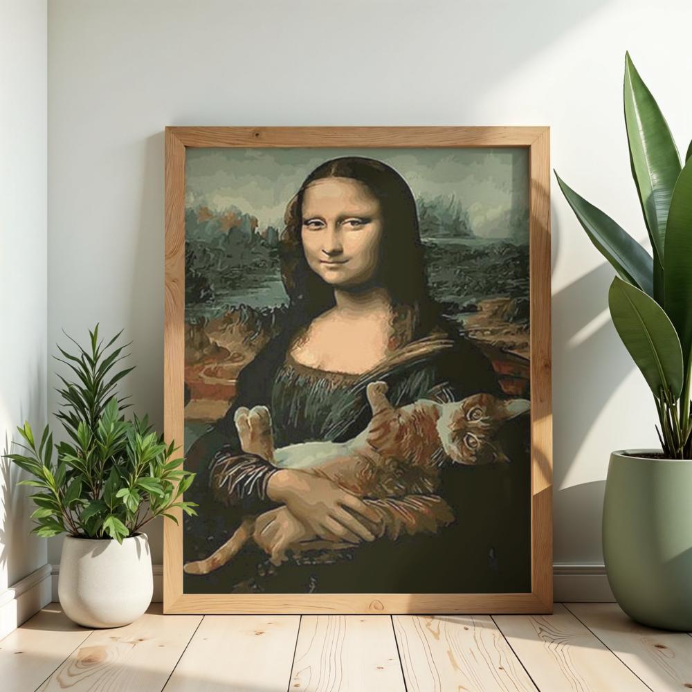 Obraz Do Malowania Po Numerach Z Ramą 50X70 Mona Lisa Z Kotem