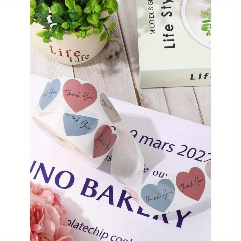 500pcs Roll Heart Shaped Boho Thank You Sticker Roll Suitable For Small Business Self Adhesive Minimalist Elegant Sealing Label Stickers
