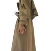 2025 Damen Khaki Midilanger Trenchcoat: Britischer Stil, Taillenformend, Lässige Eleganz.