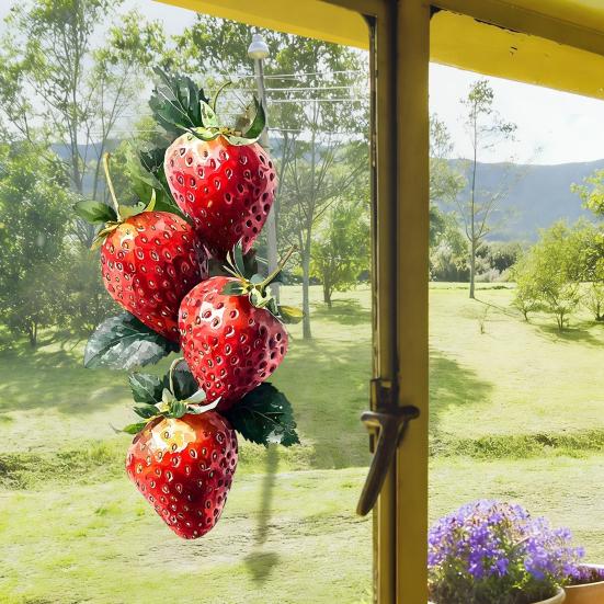 Strawberry Window Cling Watercolor Fruits Static Glass Decals Reusable Waterproof Sticker for Bathroom Kitchen Home Glass Window