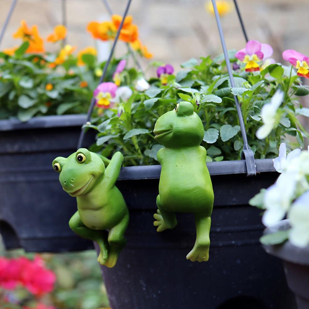 3Pcs Mini Frog Figurines Flower Pot Decor Green Resin Frog Garden Ornament Cartoon Frogs Statue Micro Landscape Decoration