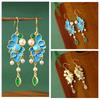 Tassel Antique Earrings Classical Water Drop Chinese Earrings Burning Blue Earrings  Party