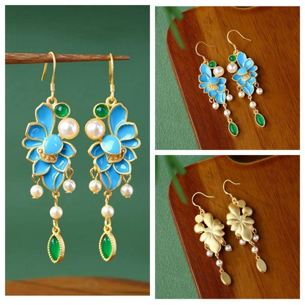 Orecchini Antichi Vintage con Frange a Goccia d'Acqua Orecchini Cinesi Accessori Gioielli