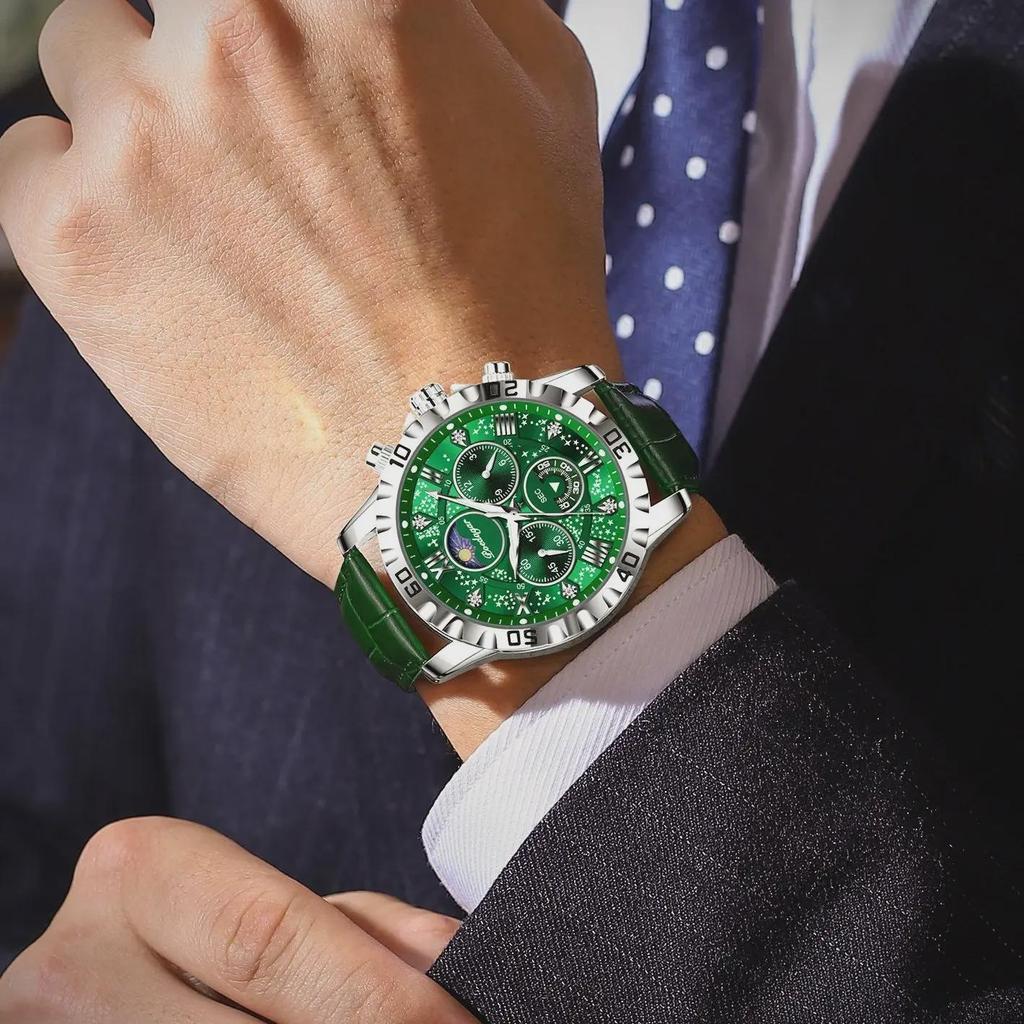 Top Military Man Wristwatch Waterproof Luminous Chronograph Leather Exquisite Watches Men Sports Quartz Watch