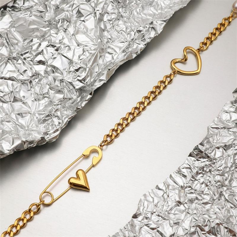 Adjustable Stainless Steel Paper Clip Inspired Heart Necklace For Women Fashion Jewelry Daily Wear Collarbone Chain