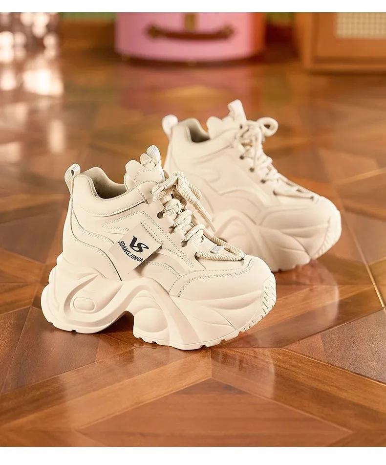 2025Women Dad Shoes Thick Sole Height Increasing Casual Shoes Chunky Sole Warm Comfortable Lace Up Platform Sneakers Ladies Shoe
