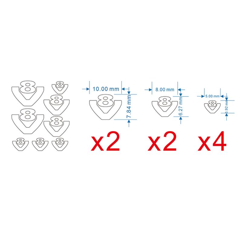 Simulation V8 Metal Sticker For 1/14 Scale RC Truck Trailer Tipper Scania R620 R470 56323 Car Decoration DIY Part