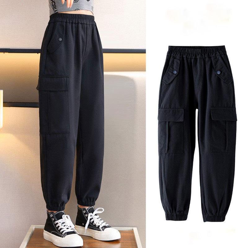 Cargo Pants for Girls Kids Casual Trousers   Trendy Korean Style Bunded Feet Children's Pants