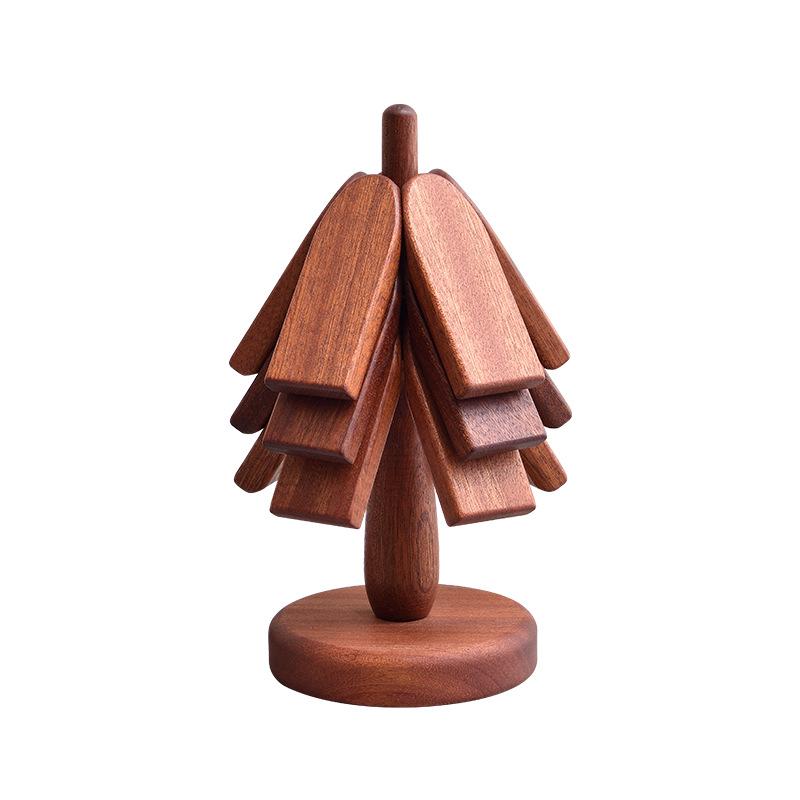 High-End Solid Wood Christmas Tree Table Mat - Heat Resistant Pot & Dish Pad