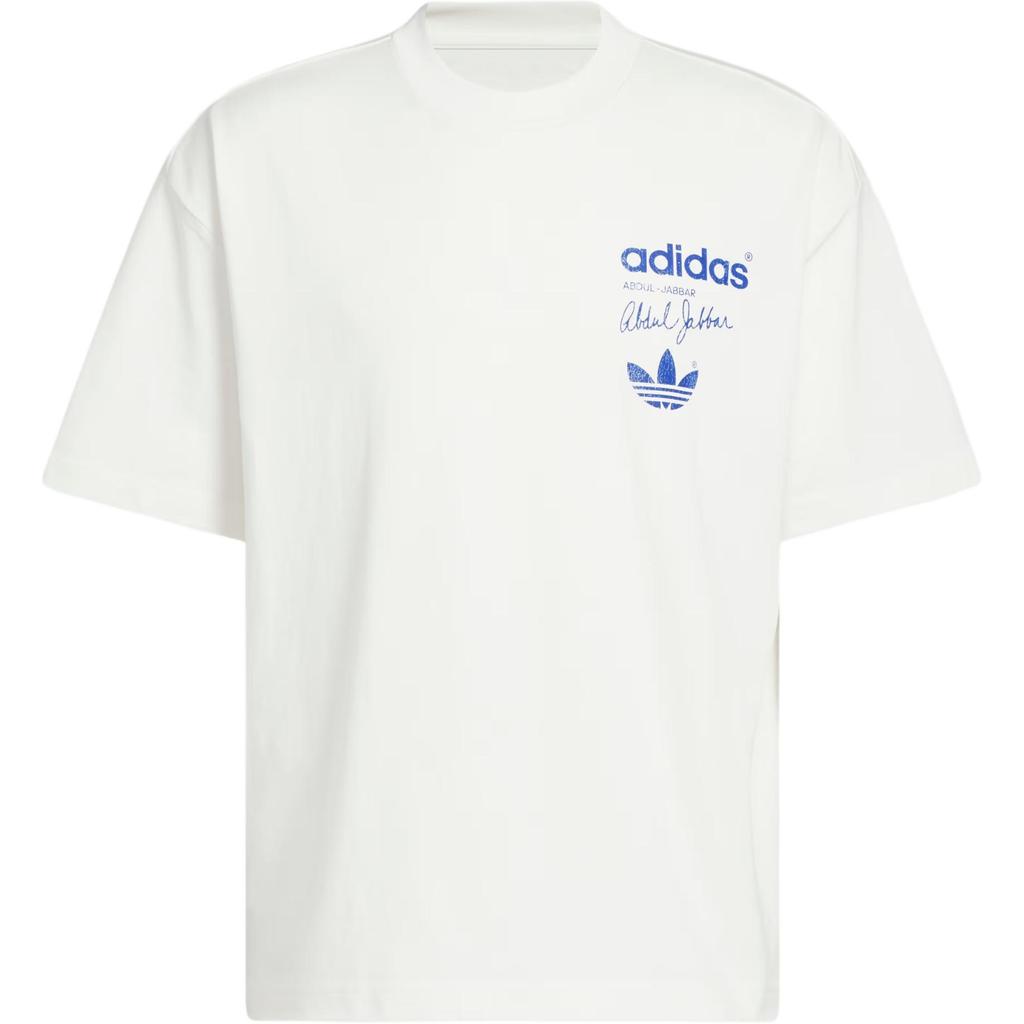 Adidas Originals Kareem Skyhook Classic Retro Loose Comfortable Short Sleeve T-Shirt Unisex Tops Cloud-White JD5192