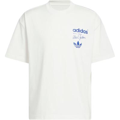 adidas Originals Kareem Skyhook Classic Retro Locker Bequemes Kurzarm-T-Shirt Unisex Oberteile Wolkenweiß JD5192
