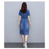 Sommer Koreanisches Denimkleid Kurzarm Schmale Taille Lässig Leicht Mittellang Mode