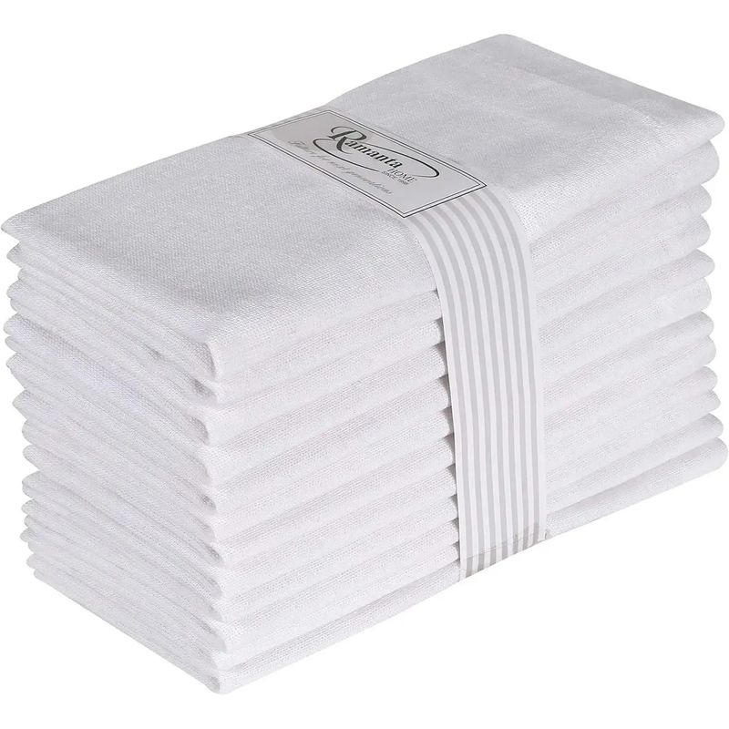 

Cotton-Linen Napkins Classic Simple Fabric Napkin Wedding Western Restaurant For Home Napkin [Cross-Border Supply]] White 45 * 45cm