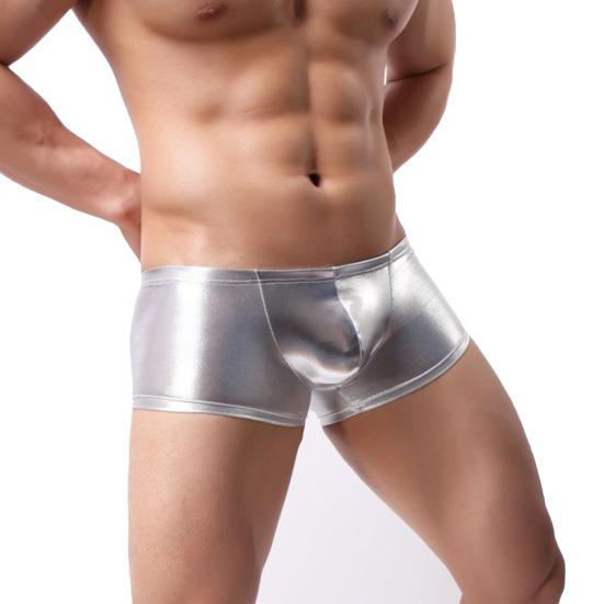 Men Boxers U Convex Breathable Solid Color Smooth Surface Slim Fit Anti-septic Mid Waist Elastic Men Underpants for Daily Wear
