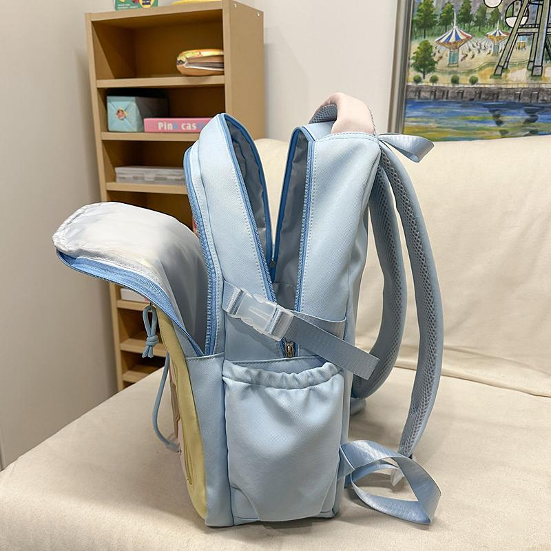 Contrast Color Backpack Junior High School Student Schoolbag Lightweight Large Capacity Backpack