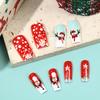 Christmas Winter Press On Nails Red Square Fake Nails Medium Length Cute Snowman Stick On Nail Snowflake Designs Glossy Acrylic Reusable False Nails