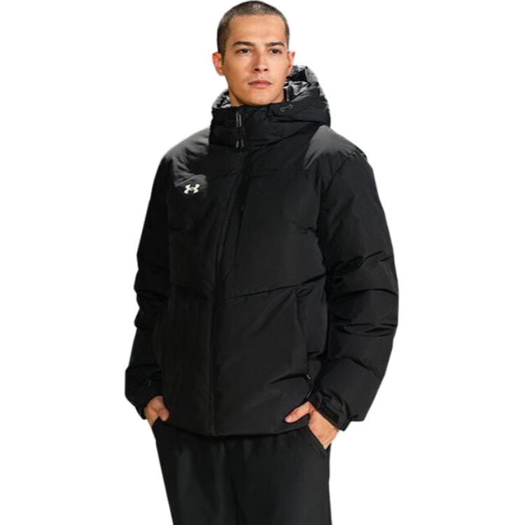 Under Armour Short Hooded Thickened Warm Outdoor Jacket Men Outerwear Black 23600801-001