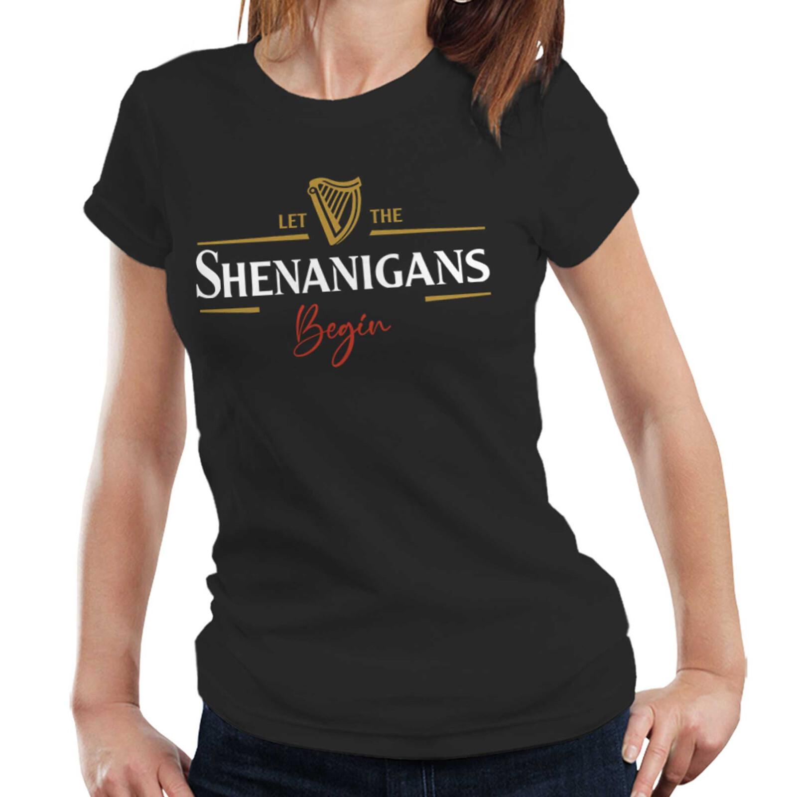 Let The Shenanigans Begin Fitted Ladies Shirt St Patricks Day Funny Irish Beer 4XL