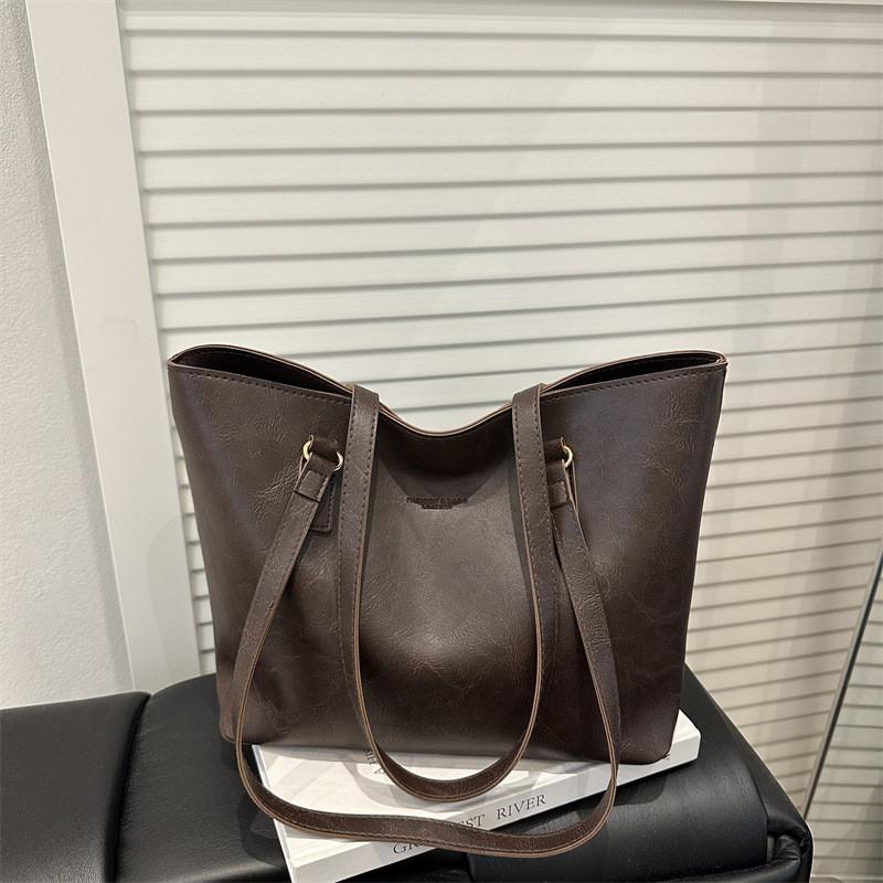 Tote Pu Women Bag With Solid Color Design And Letter Embossing For Everyday